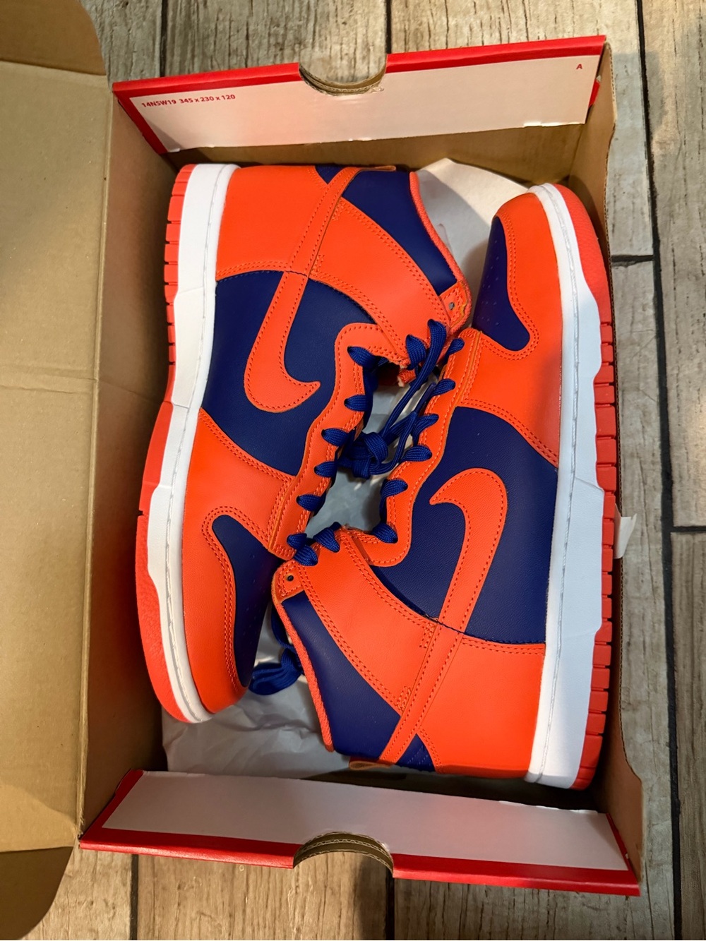 Nike Dunk High Retro Sneakers in Orange/Blue. New York Knicks colors. Size 10.5. - Picture 2 of 4